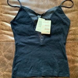 Black satin trim merino camisole